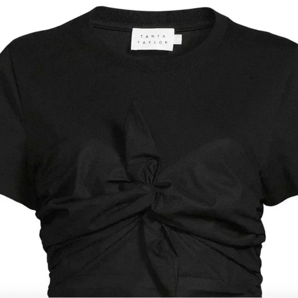 Tanya Taylor Peyton Knot Mini Dress, XS; Retro Ruched 80s Inspired Eras Dress - Picture 7 of 15